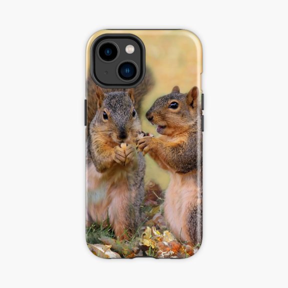 Protective iPhone Case Squirrel Talk Nature Design Phone Case IP13/14 Magnetic MagSafe Compatible