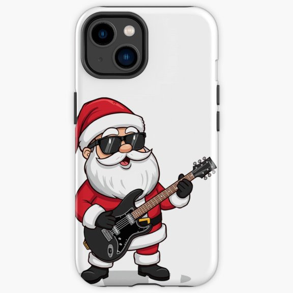 Protective iPhone Case Star Father Cartoon Playing Electric Guitar Rocker Shield IP16 Magnetic MagSafe Compatible