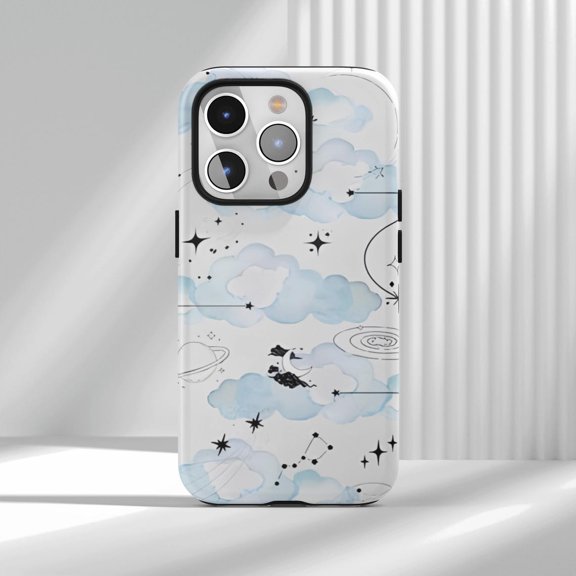 Protective iPhone Case Star Trails Clouds Aesthetic Protective Cover Trendy Cell Phone Case Compatible Cover IP13/14 Magnetic MagSafe Compatible