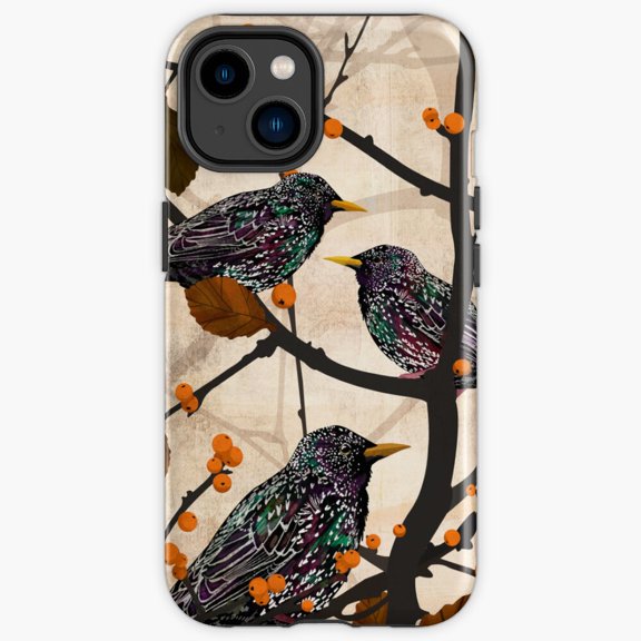 Protective iPhone Case Starlings Flock Birds Silhouette Autumn Twilight Flight Pattern Phone Case IP13/14 Magnetic MagSafe Compatible