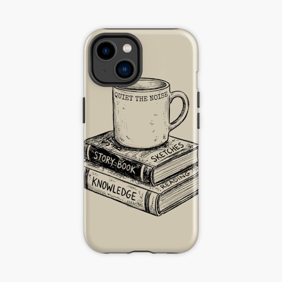 Protective iPhone Case Steaming Mug Bookish Quotes Design Phone Case IP13/14 Magnetic MagSafe Compatible