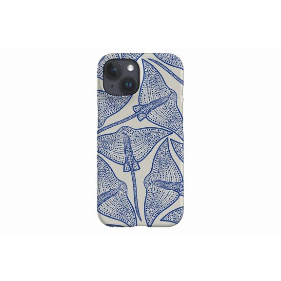 Protective iPhone Case Stingray Pattern Off White Ocean Sea Life Manta Ray Texture Cover IP16 Magnetic MagSafe Compatible