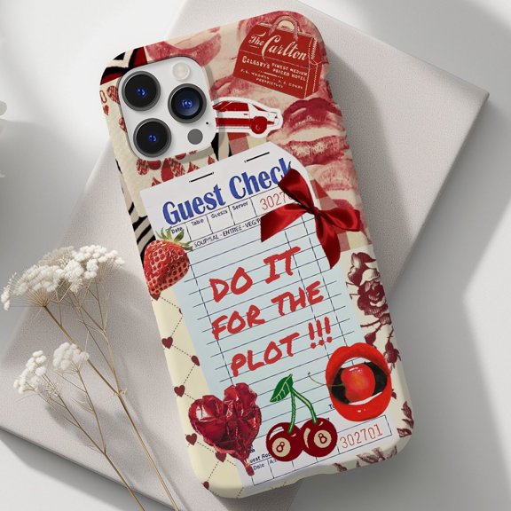 Protective iPhone Case Storytelling Collage Phone Case Vintage Preppy Cherry Coquette Vibe IP15 Magnetic MagSafe Compatible