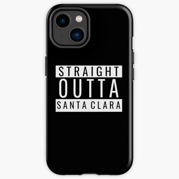Protective iPhone Case Straight Outta Santa Clara California Retro Urban Landmark Shield Variant Two IP16 Magnetic MagSafe Compatible