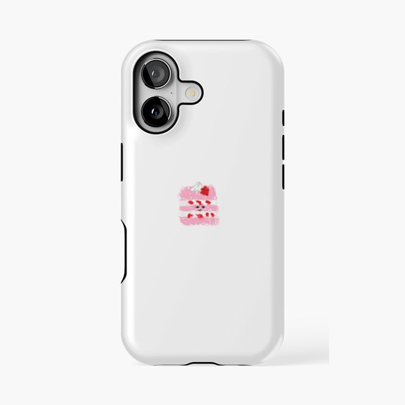 Protective iPhone Case Strawberry Cake Cute Dessert Phone Case IP13/14 Magnetic MagSafe Compatible