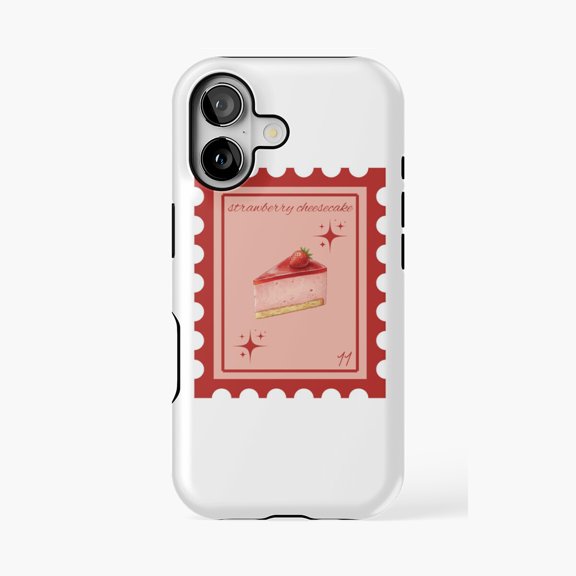 Protective iPhone Case Strawberry Cheesecake Dessert Phone Case IP13/14 Magnetic MagSafe Compatible