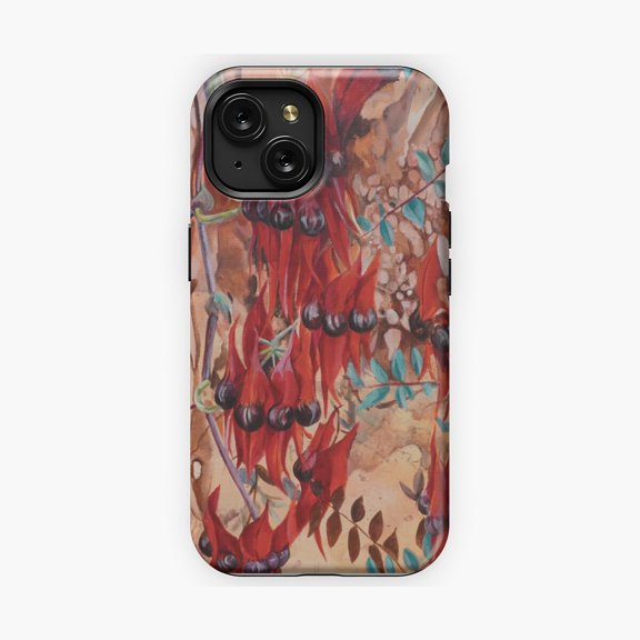 Protective iPhone Case Sturt Pea Cascade Floral Botanical Phone Case Red Australian Native Plant Shell IP16 Magnetic MagSafe Compatible
