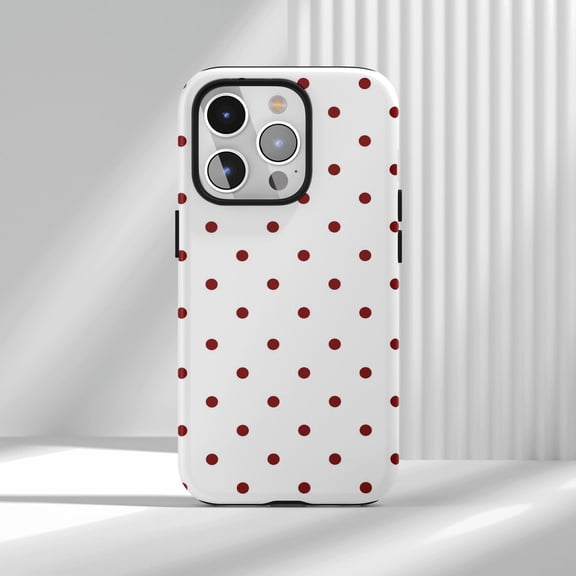 Protective iPhone Case Stylish Polka Dot Protective Cell Phone Case Tough Cover Trendy Cover IP13/14 Magnetic MagSafe Compatible