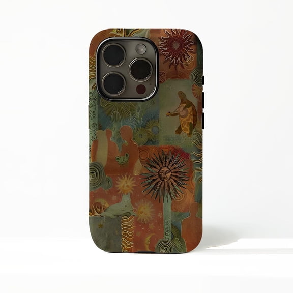 Protective iPhone Case Sun Fox Collage Aesthetic Protective Cell Phone Case Cover IP15 Magnetic MagSafe Compatible