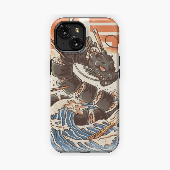 Protective iPhone Case Sushi Dragon Fantasy Artwork Phone Case Version IP16 Magnetic MagSafe Compatible