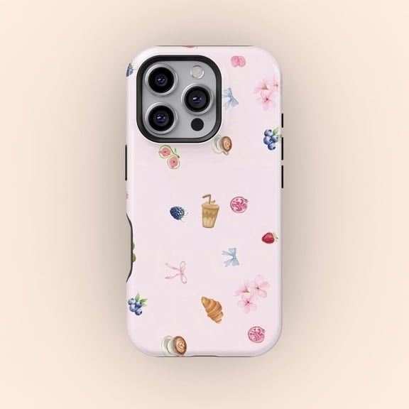 Protective iPhone Case Sweet Pastel Bakery Fruit Floral Cupcake Donut Candy Pattern Shield IP16 Magnetic MagSafe Compatible