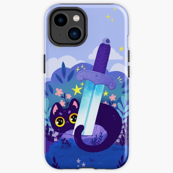 Protective iPhone Case Sword Cat Medieval Knight Fighter Graphic Shield IP13/14 Magnetic MagSafe Compatible