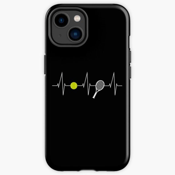 Protective iPhone Case Tennis Racket Ball Heartbeat Heart Rate I Love Protective Phone Case IP13/14 Magnetic MagSafe Compatible