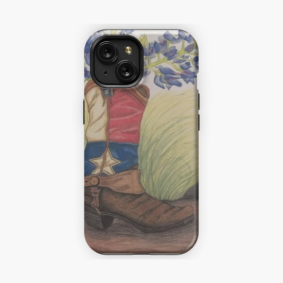 Protective iPhone Case Texas Bluebonnet Floral Rustic Country Style Phone Case IP15 Magnetic MagSafe Compatible