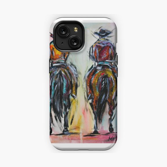 Protective iPhone Case The Cowboys Ride Away Rustic Rodeo Inspired Phone Case IP15 Magnetic MagSafe Compatible