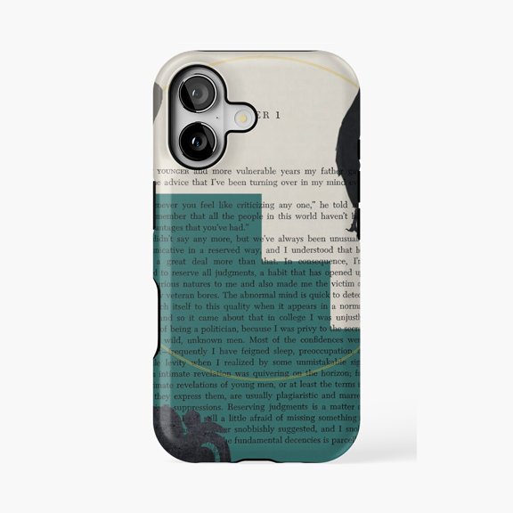 Protective iPhone Case The Great Gatsby F Scott Fitzgerald Literary Collage Phone Case IP13/14 Magnetic MagSafe Compatible