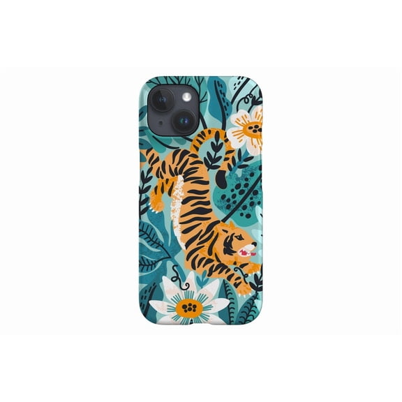 Protective iPhone Case Tiger Jungle Safari Animal Print Wild Big Cat Stripe Shield IP16 Magnetic MagSafe Compatible