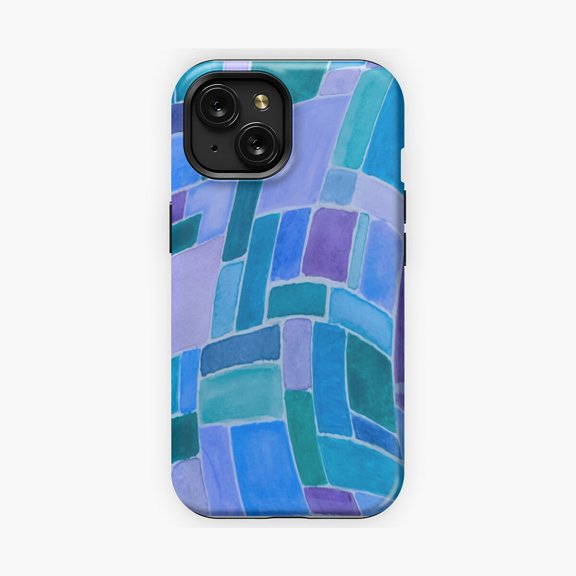 Protective iPhone Case Tiles Phone Case Blue and Purple Pattern IP13 Pro Magnetic MagSafe Compatible