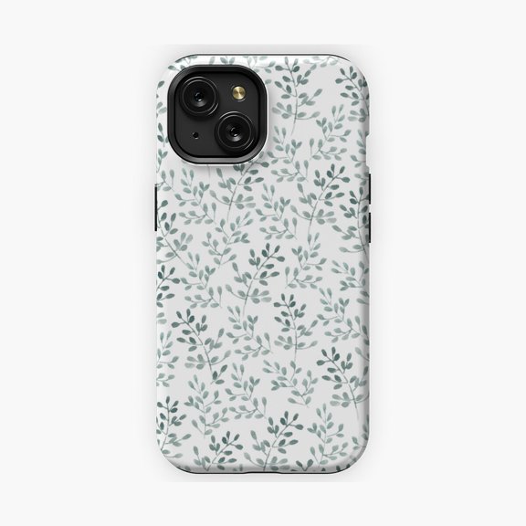 Protective iPhone Case Tiny Leaves Minimalist Pattern Decorative Phone Case Simple Botanical Outline Foliage Cover IP13/14 Magnetic MagSafe Compatible