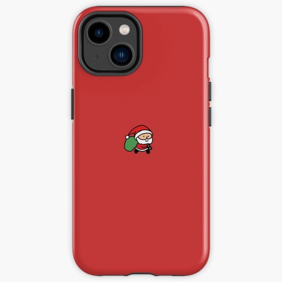 Protective iPhone Case Tiny Santa Red Background Original Hand Drawn Miniature Art Guard IP15 Magnetic MagSafe Compatible