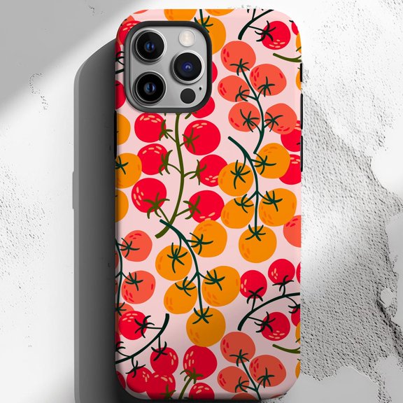 Protective iPhone Case Tomato Phone Case Cherry Tomatoes Summer Vegetable Design IP15 Magnetic MagSafe Compatible