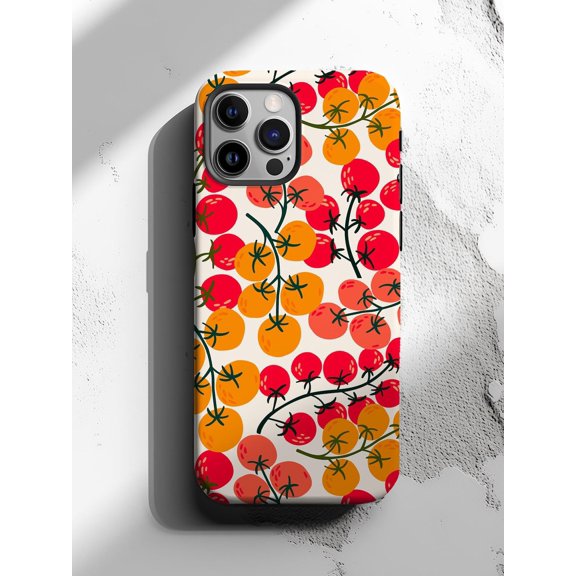 Protective iPhone Case Tomato Phone Case Cherry Vine Summer Aesthetic Design IP15 Magnetic MagSafe Compatible