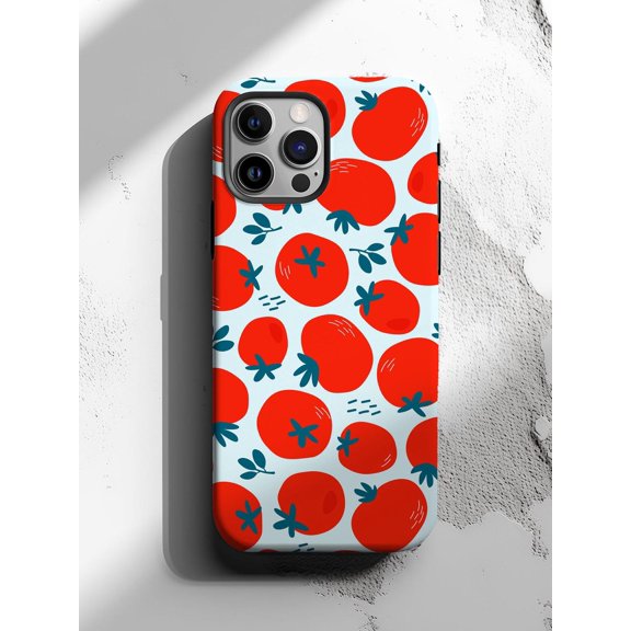 Protective iPhone Case Tomato Phone Case with Cherry Veggie Summer Design Version IP15 Magnetic MagSafe Compatible