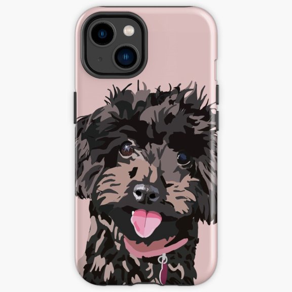 Protective iPhone Case Toy Poodle Cute Fluffy Miniature Pedigree Pet Portrait Cover IP15 Magnetic MagSafe Compatible