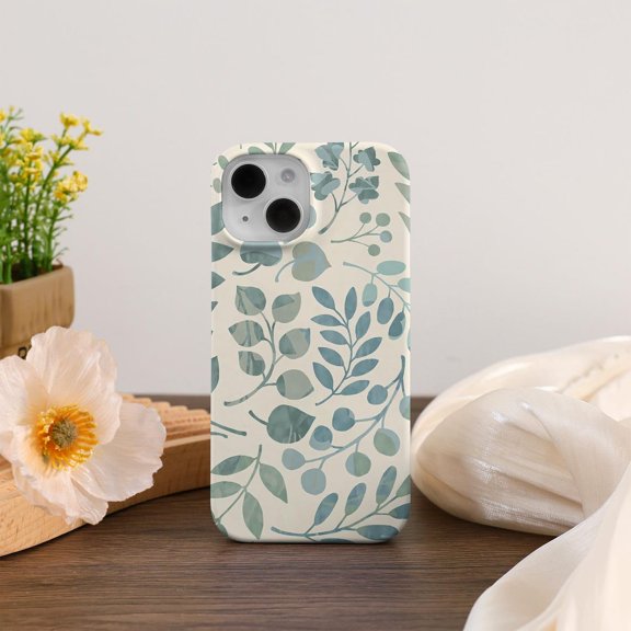 Protective iPhone Case Trendy Leaf Modern Botanical Print Minimalist Foliage Outline Shield IP16 Magnetic MagSafe Compatible