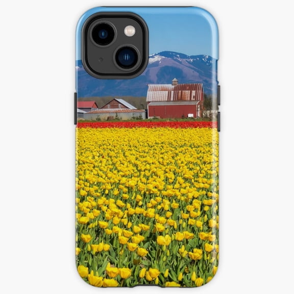 Protective iPhone Case Tulip Field Dutch Spring Garden Agriculture Landscape Photo Heavy Duty Shockproof Hard Shell IP13/14 Magnetic MagSafe Compatible