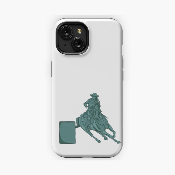 Protective iPhone Case Turquoise Barrel Racer Western Rodeo Phone Case Vibrant Art Cover IP13/14 Magnetic MagSafe Compatible