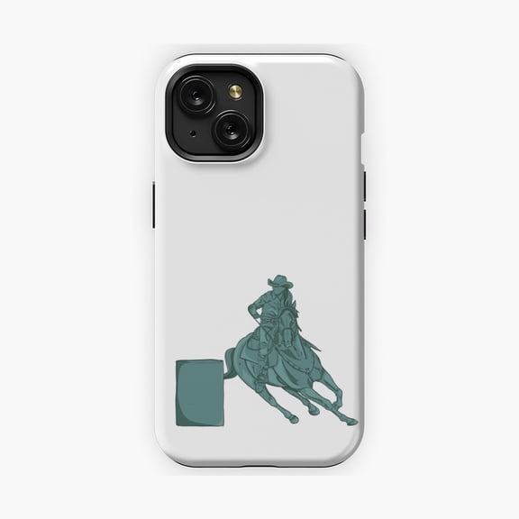 Protective iPhone Case Turquoise Barrel Racer Western Rodeo Phone Case Vibrant Art Cover IP15 Magnetic MagSafe Compatible