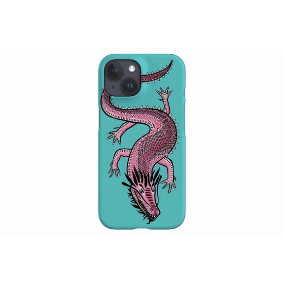 Protective iPhone Case Turquoise Dragon Mythical Animal Art Protective Cover Fantasy Beast Shield IP15 Magnetic MagSafe Compatible