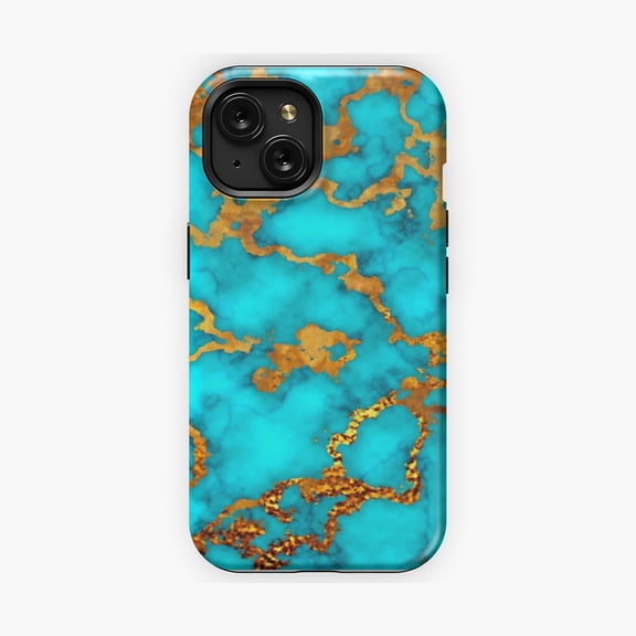 Protective iPhone Case Turquoise Stone Boho Chic Western Phone Case Native Southwestern Patterned Shell IP13/14 Magnetic MagSafe Compatible