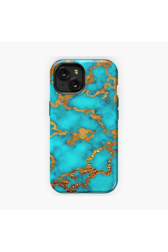 Protective iPhone Case Turquoise Stone Boho Chic Western Phone Case Native Southwestern Patterned Shell IP13/14 Magnetic MagSafe Compatible
