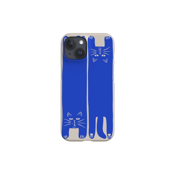 Protective iPhone Case Two Cats Blue Kittens Off White Background Whimsical Feline Shield IP15 Magnetic MagSafe Compatible