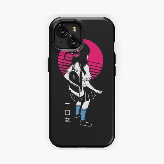 Protective iPhone Case Two Mouthed Girl Futakuchi Onna Traditional Japanese Folklore Horror Monster Cover Layout Phone Case IP15 Magnetic MagSafe Compatible