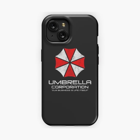 Protective iPhone Case Umbrella Logo Phone Case Dark Corporate Design Style IP13/14 Magnetic MagSafe Compatible