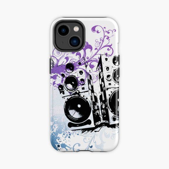 Protective iPhone Case Urban Boombox Blue Purple Retro Metro Phone Case IP13/14 Magnetic MagSafe Compatible