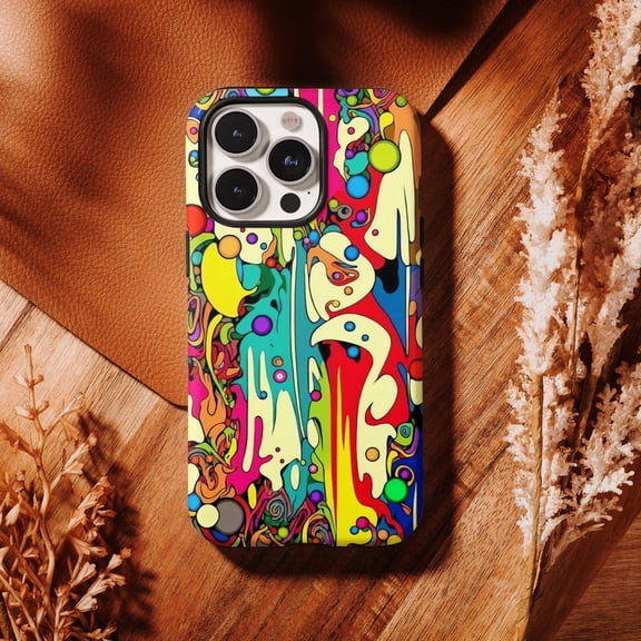 Protective iPhone Case Urban Graffiti Art Variant Streetwise Spray Paint Splash Layout Case IP15 Magnetic MagSafe Compatible