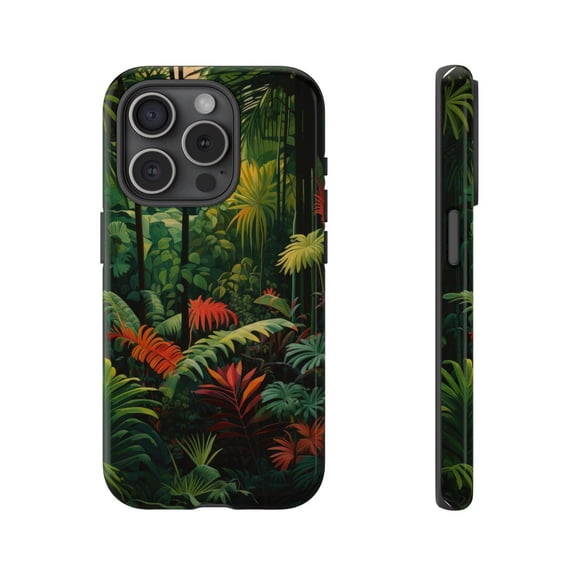 Protective iPhone Case Vibrant Tropical Jungle Phone Case Colorful Botanical Art Nature Inspired Leaf Shield IP16 Magnetic MagSafe Compatible