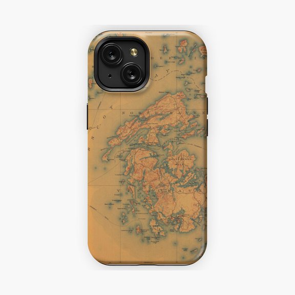 Protective iPhone Case Vinalhaven Maine Vintage Map Phone Case IP13 Pro Magnetic MagSafe Compatible