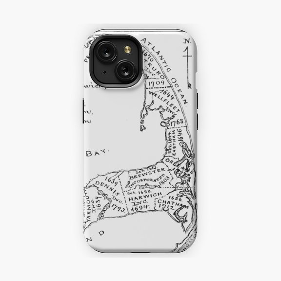 Protective iPhone Case Vintage Cape Cod Map Coastal Phone Case IP15 Magnetic MagSafe Compatible