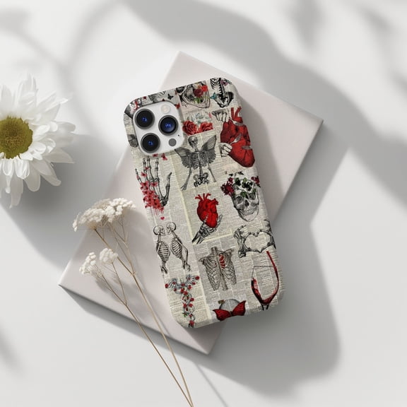 Protective iPhone Case Vintage Gothic Collage Phone Case with Dark Academia Aesthetic IP13/14 Magnetic MagSafe Compatible