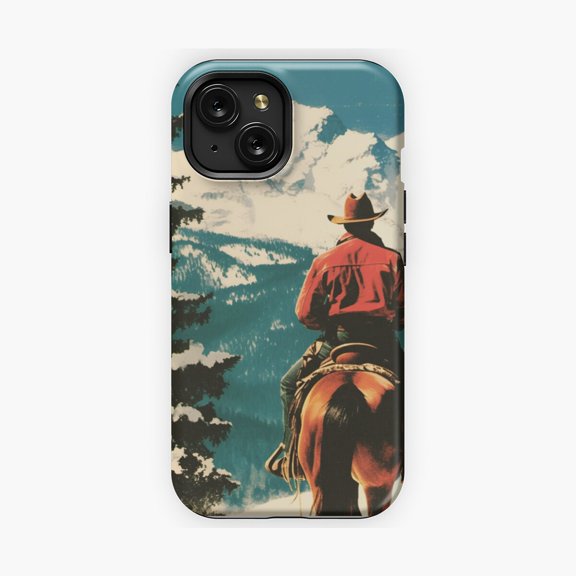 Protective iPhone Case Vintage Western Cowboy Nature Scene Phone Case Nostalgic Frontier Shell IP13/14 Magnetic MagSafe Compatible