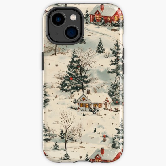 Protective iPhone Case Vintage Winter Hard Case Guard Accessory IP13/14 Magnetic MagSafe Compatible