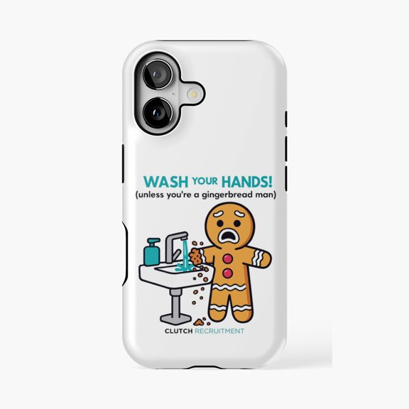 Protective iPhone Case Wash Your Hands Gingerbread Design Phone Case IP13/14 Magnetic MagSafe Compatible