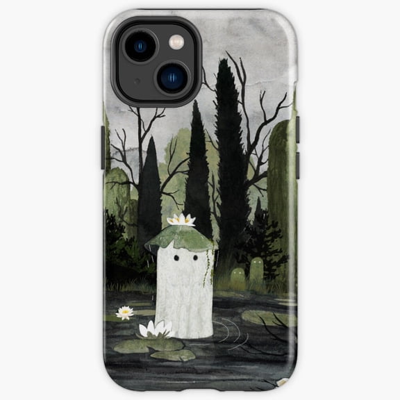Protective iPhone Case Water Lily Ghost Two Spooky Pond Phantom Heavy Duty Shockproof Hard Shell IP13/14 Magnetic MagSafe Compatible