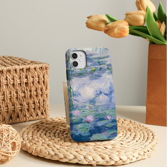 Protective iPhone Case Water Lily Inspired Soft Impression Art Traditional Palette Remix Shield IP13/14 Magnetic MagSafe Compatible