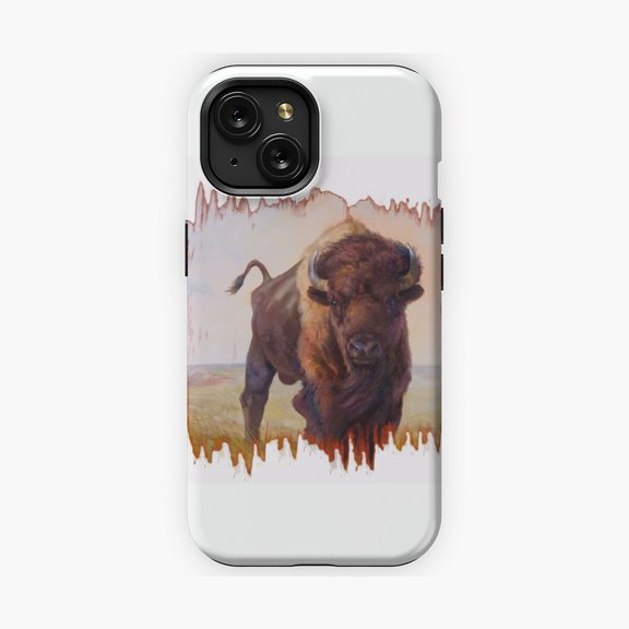 Protective iPhone Case Western Buffalo Rustic Wildlife Artwork Phone Case Mighty American Bison Horizon Guard IP15 Magnetic MagSafe Compatible